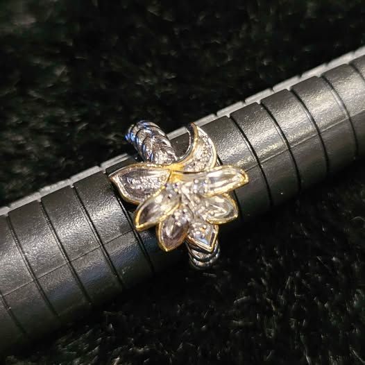 Sterling And Diamond Lily Ring In Size 7.